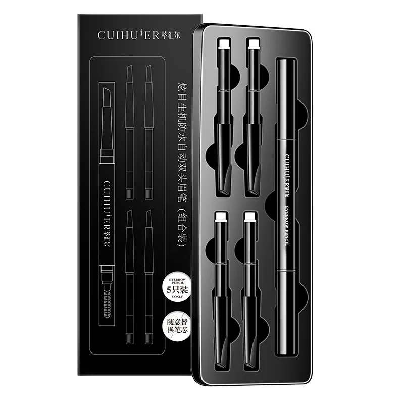 Двуглавый карандаш для бровей Набор с щеткой водонепроницаемый и влагостойкий
