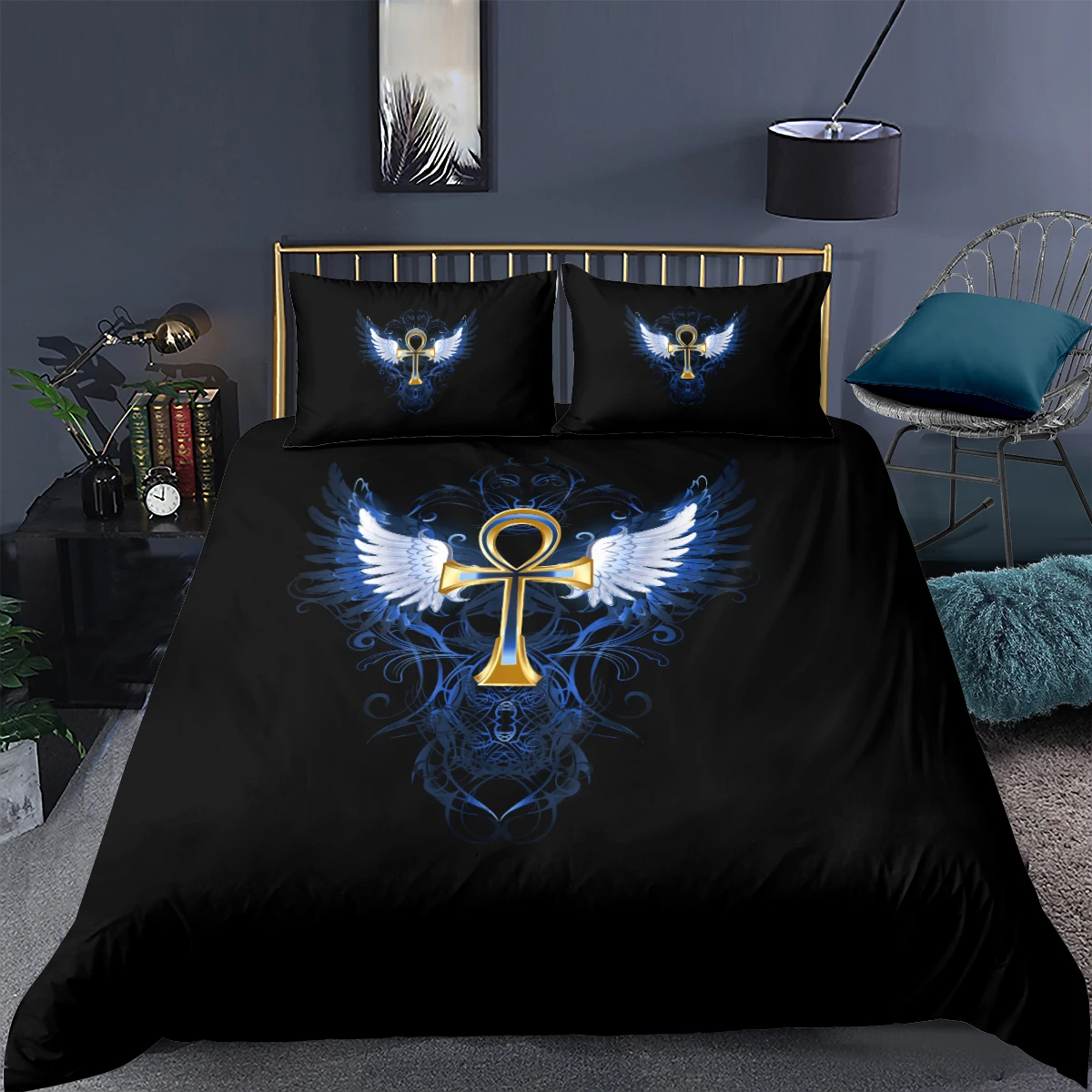 

3D Abstract Flower Duvet Cover Sets Black Comforter Cases Pillow Cases King Queen Super King Twin Size 160*220cm Wing Beddings