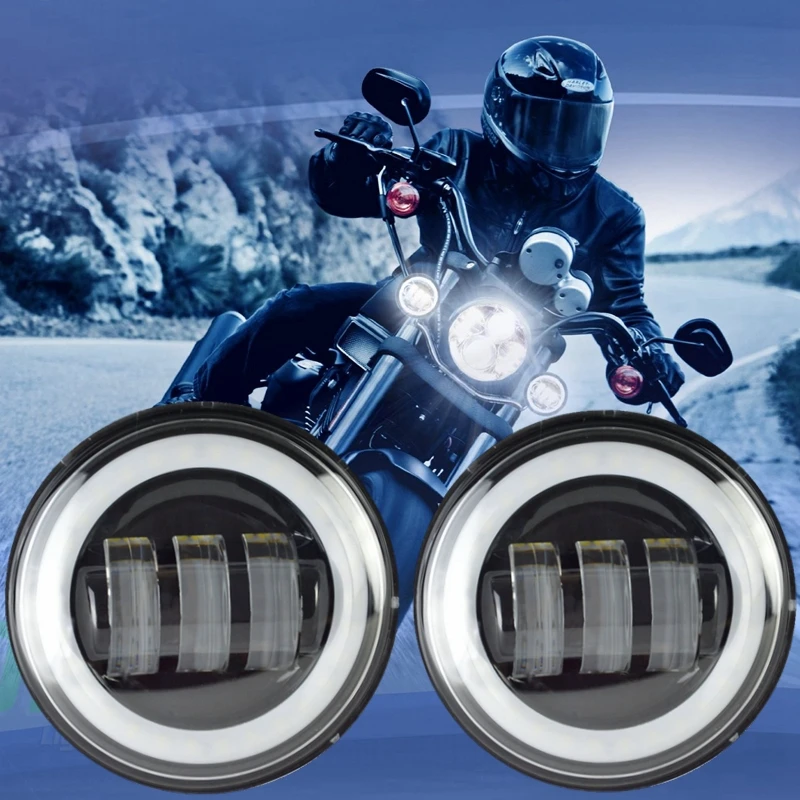 

One Set Motorcycle Parts Racing 7" LED Headlight 4-1/2" 4.5 IN HALO Passing Lights for Touring Electra Glide