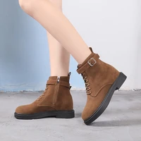 solid flock autumn boots classic martin boots fashion flats winter lace up casual platform ankle boots women shoes woman outdoor