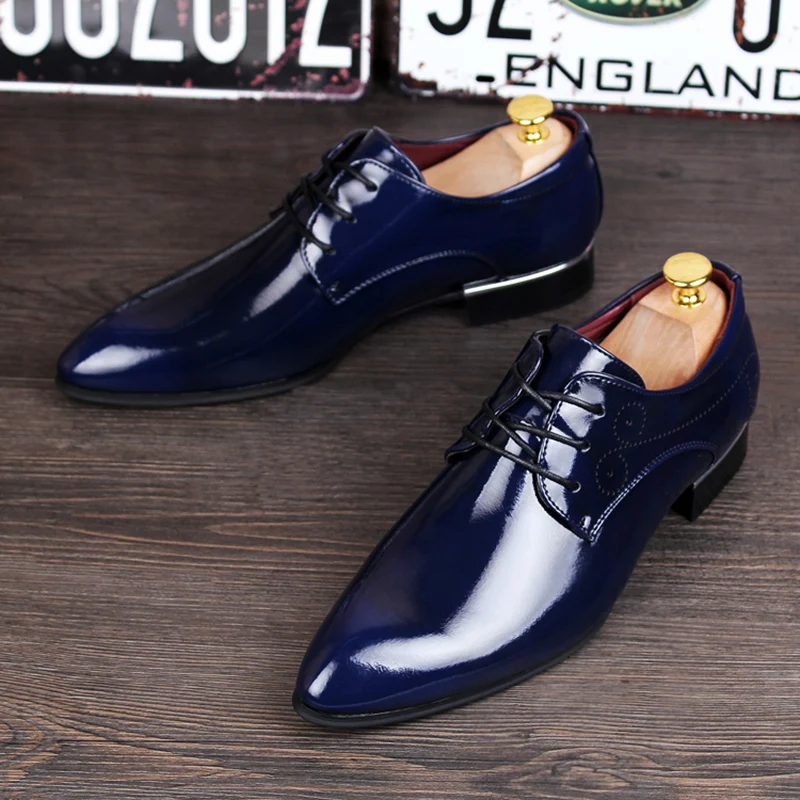 

plus size mens patent leather shoes luxury fashion wedding party dresses point toe oxford shoe gentleman sneakers zapatos hombre