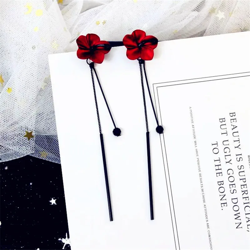 Серьги кисточки в стиле ретро с зелеными цветами темпераментная Длинная