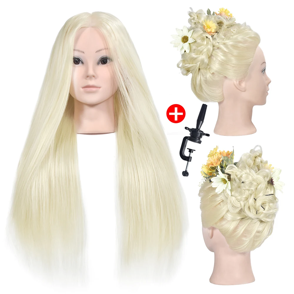 65 см 100% высокотемпературный волоконный манекен голова блонд длинная прическа