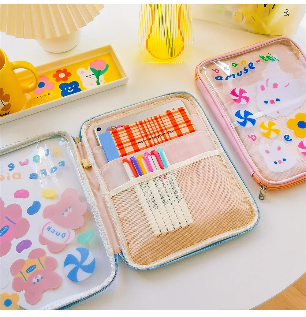 pvc ipad pouch bag cute cartoon korean inner bag for ipad pro 11 10 5 10 2 10 9 air 4 case 2020 tablet sleeve pouches case free global shipping
