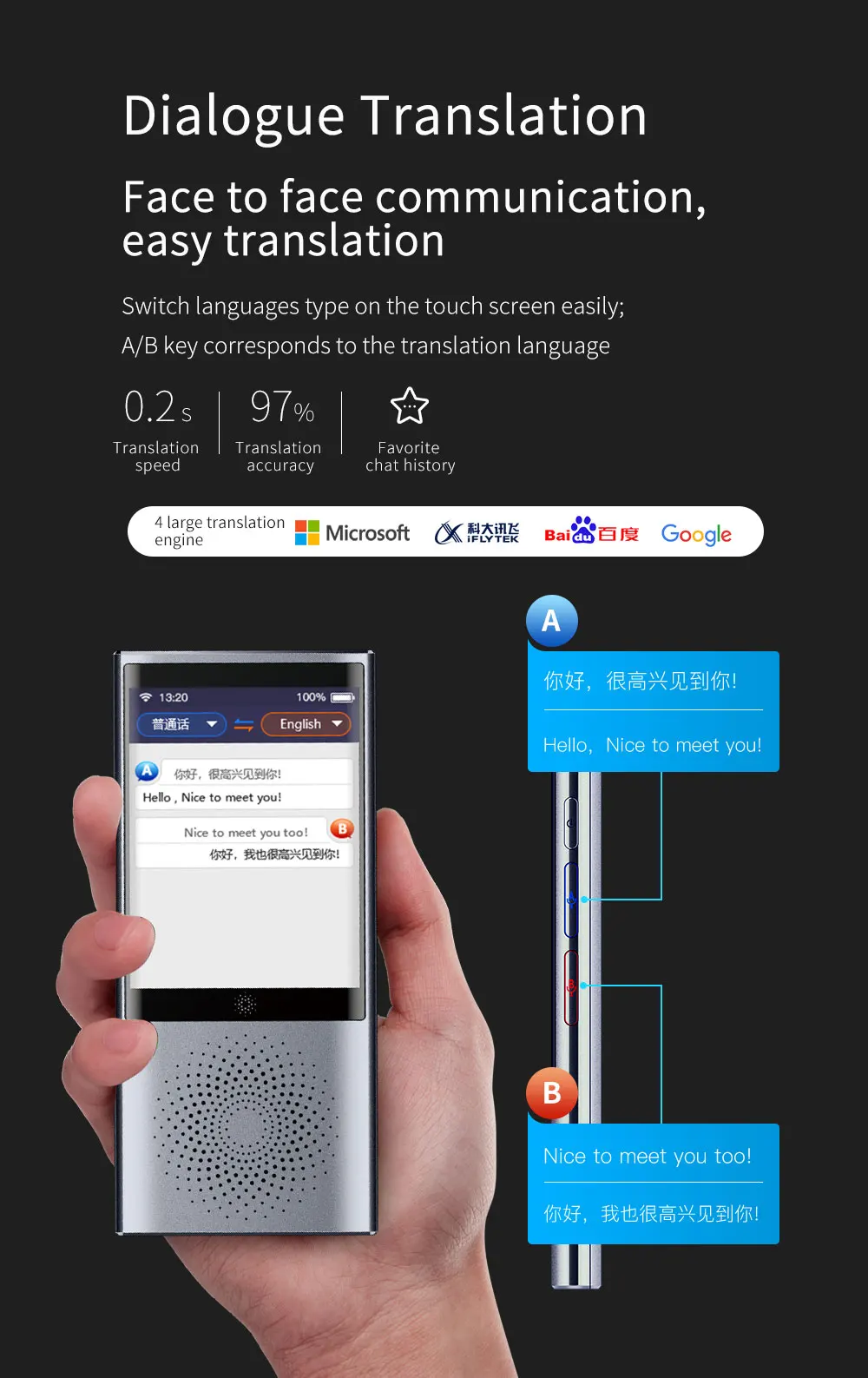 Boeleo W1 AI Voice Photo Translator 2," сенсорный экран 4G wifi 8 Гб памяти 2080 мАч 77 языков путешествия бизнес OTG перевод