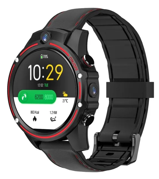 Красный 1,6 дюймовый большой экран 4G-LTE Android часы Kospet Vision 3g+ 32G Двойная камера Видеозвонок 800 мАч Google Play Смарт-часы телефон - Цвет: Красный