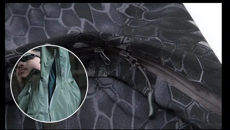 Outdoor Waterproof Hard Shell Military Tactical Jacket Men Camouflage Hooded Hardshell Thin Pressure Glue Windbreaker Coat Tops