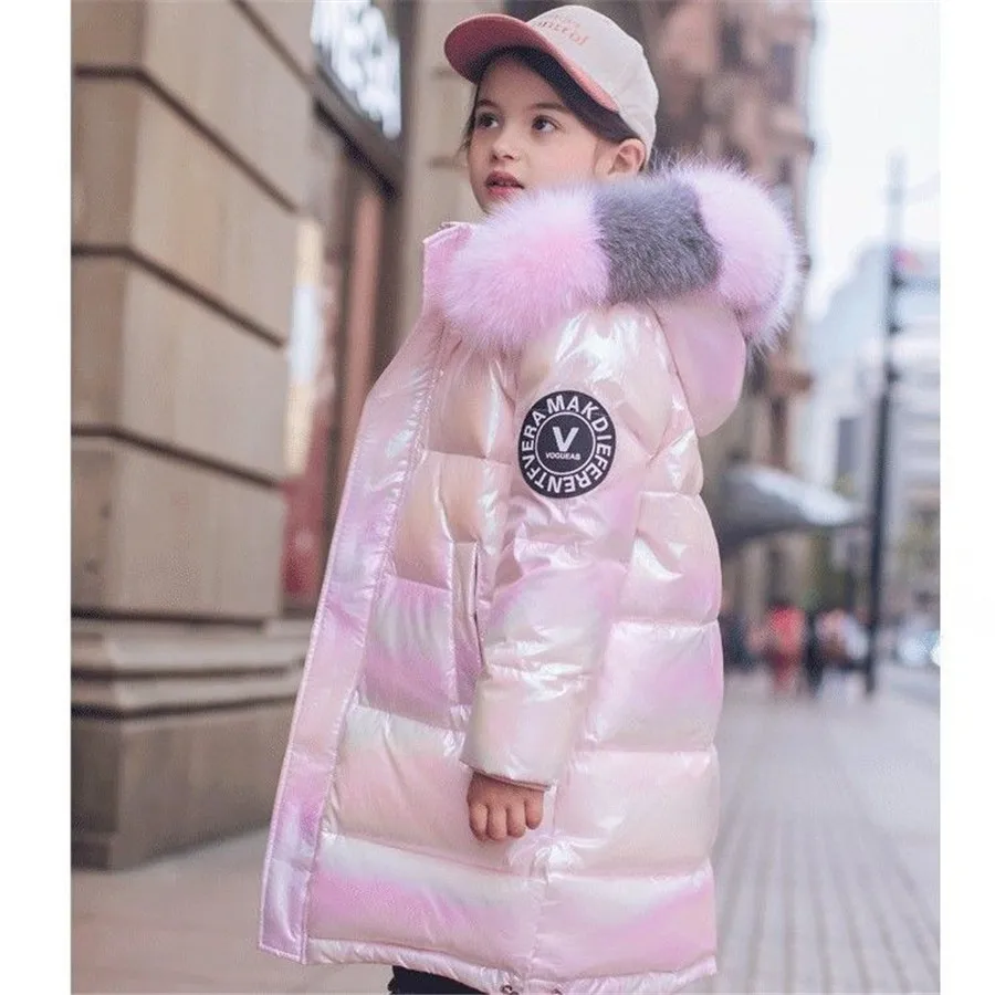 

2023 Winter Shiny Jacket For Girls CLOTHES velvet Hooded Warm Children Coat Kids Teenage Cotton Parkas 4 5 6 7 8 9 10 11 12 year