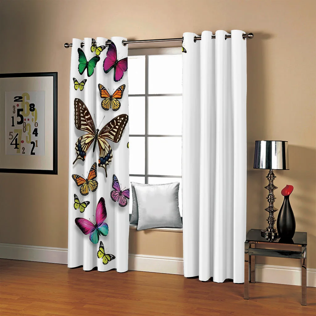 Занавески с принтом бабочек SOFTBATF затемняющие шторы s тканевые занавески оконные
