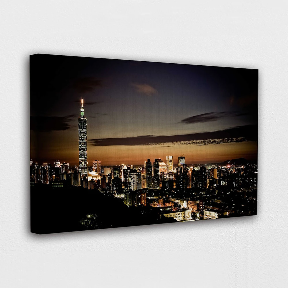 

Wall Art Taipei City Building Lights Canvas Painting HD Printed Night View Poster Home Decor Living Room Modular Pictures Frame