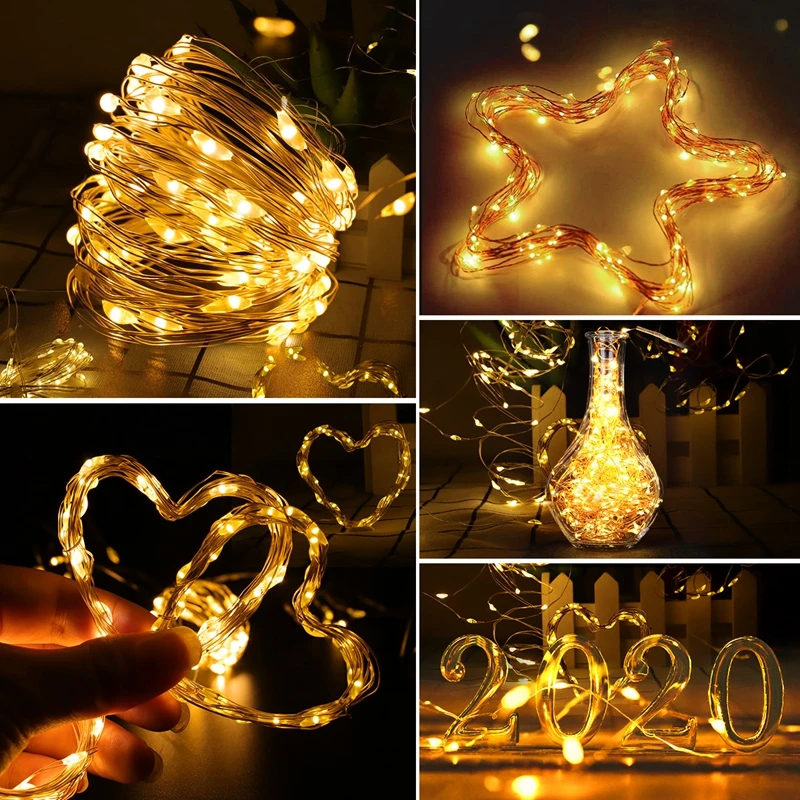 

4PCS USB Copper wire LED Fariy string lights 5m/10m Remote control Timing garden lights for Outdoor party Christmas decoration