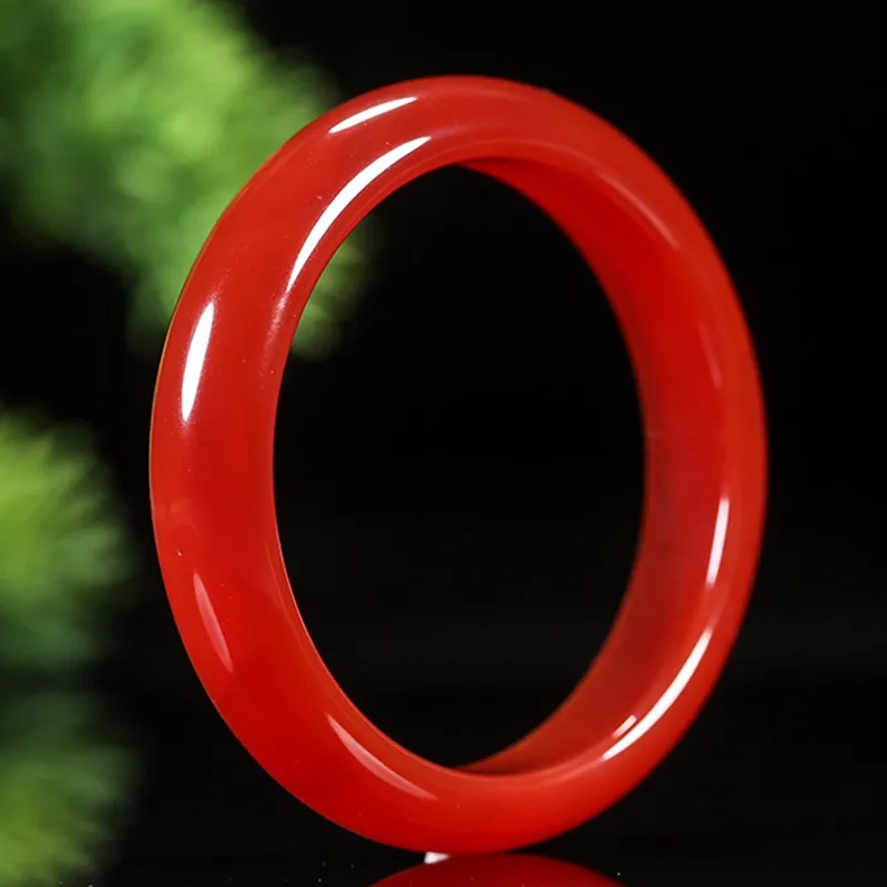 

Women's Elegant Natural Jade Bracelet Red Agate Bracelet Inner Diameter 54-64