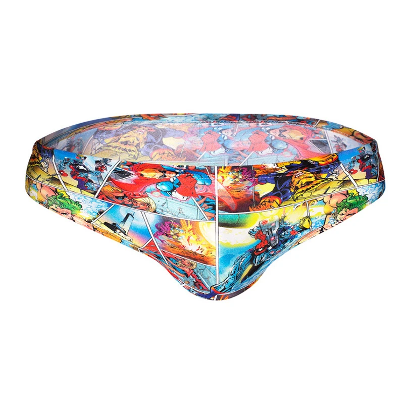 Men swimsuit-04 Мужской купальный костюм с рисунком из мультфильма, эластичная одежда для плавания, дышащие быстросохнущие плавки для плавания, облегающие сексуальные плавки для плавания, мужские - Цвет: Men swimsuit-04