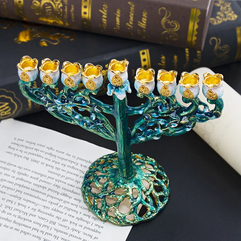 H& D 5 стилей Иудейская Менора Античная коллекция Hanukkah Menorah Статуэтка ручная роспись подсвечник держатель для дома вечерние украшения подарок