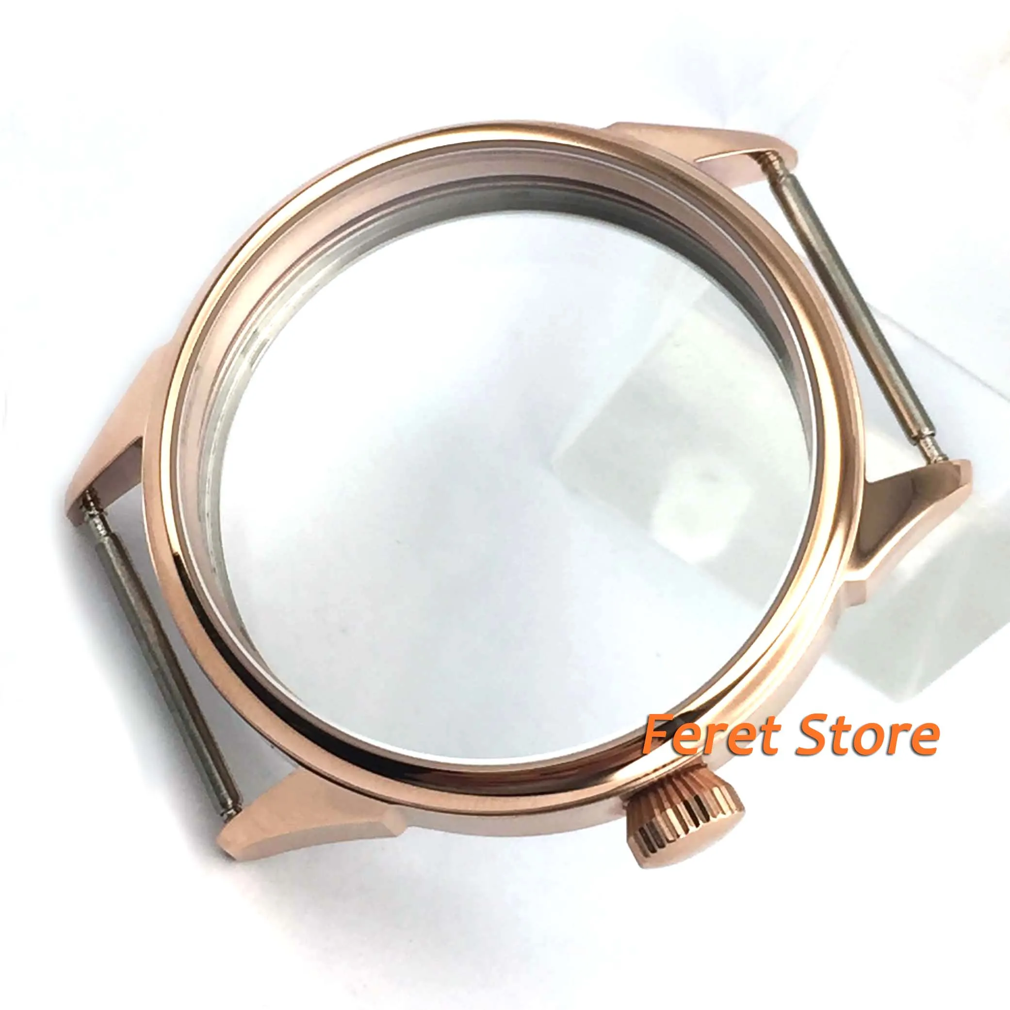 42 мм розовое золото нержавеющей стальной корпус часов подходят Parnis мужские часы