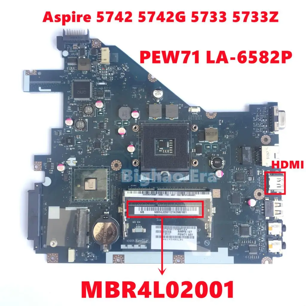 para Acer Aspire 5742 5742g 5733 5733z Portátil Placa-mãe Pew71 La6582p com Hdmi Ddr3 Hm55 Totalmente Testado Mbr4l02001 Mb. R4l02.001 Placa-mãe para notebook