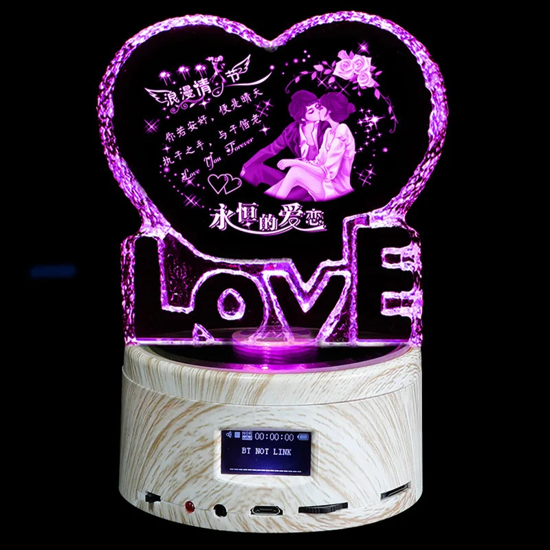 Bluetooth Хрустальная музыкальная шкатулка DIY Фото текст на заказ креативные подарки
