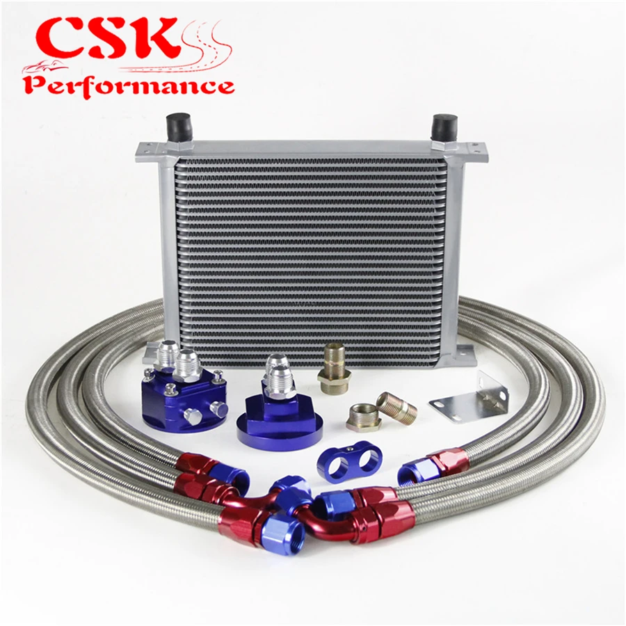 

Universal 28 Row AN10 Engine Oil Cooler + 2Pcs 90 Degree Hose Fittings AN10