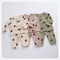 infant clothing for baby girls clothes spring autumn cotton cardigan suits long sleeved pants johns two piece home wear set 6m