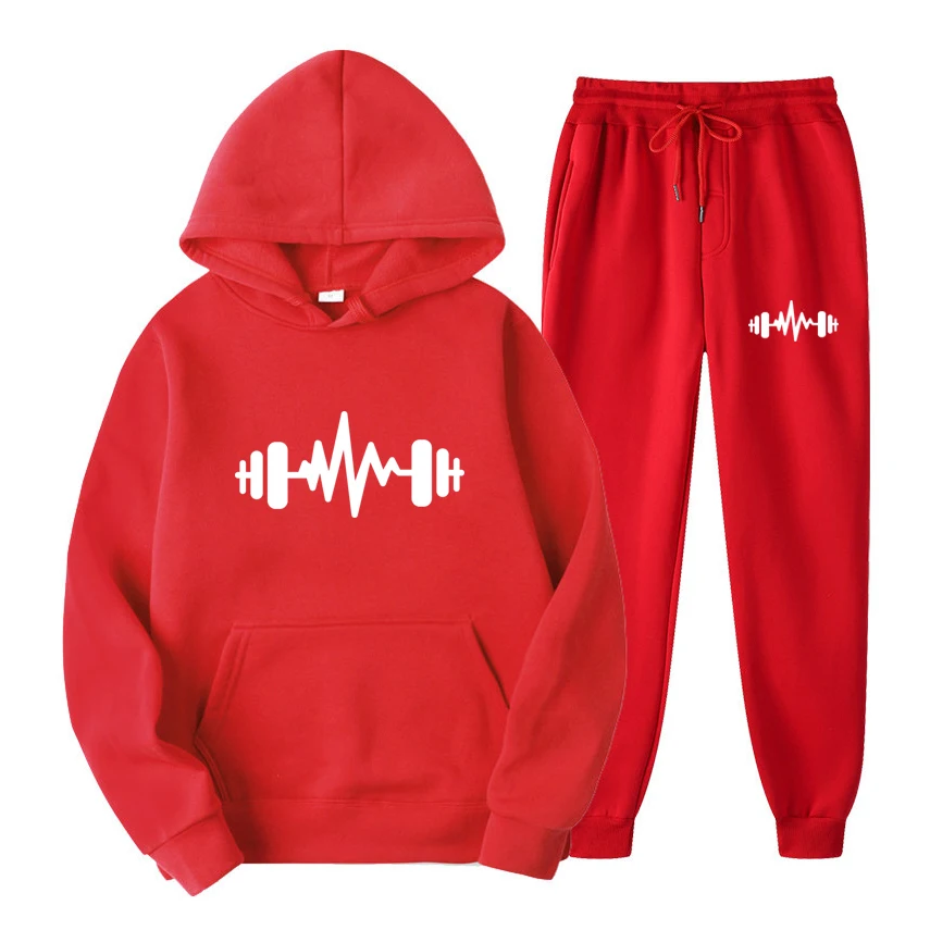 

Track suit men's sports fleece thick hooded men's hoodie suit casual track suit men's jacket + pants warm fur liner winter sweat