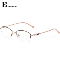 women oval glasses diamond goggles half frame eyeglasses myopia reading glasses optician oculos