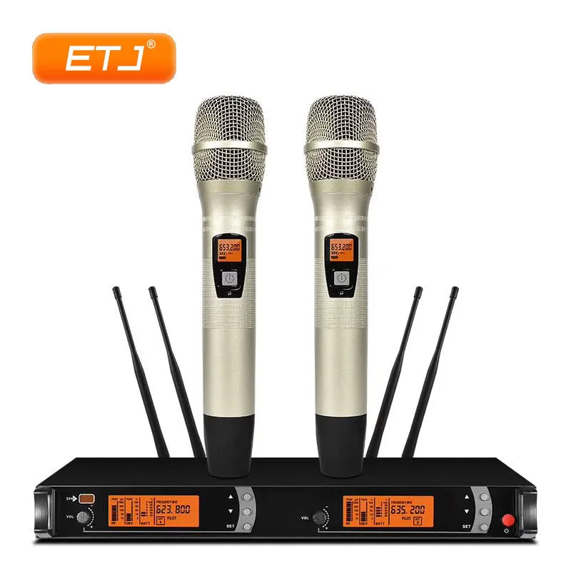 

Professional UHF Wireless Microphone Karaoke 2 Transmitter LCD Display Receiver KTV High Quality Karaoke Microphones Model 1080