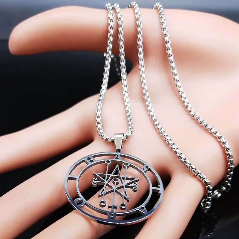 Astaroth sigili Goetia, ожерелье из нержавеющей стали, Соломон, демон, печать, сатана, нашивка, булавка, ювелирное изделие, колье для женщин