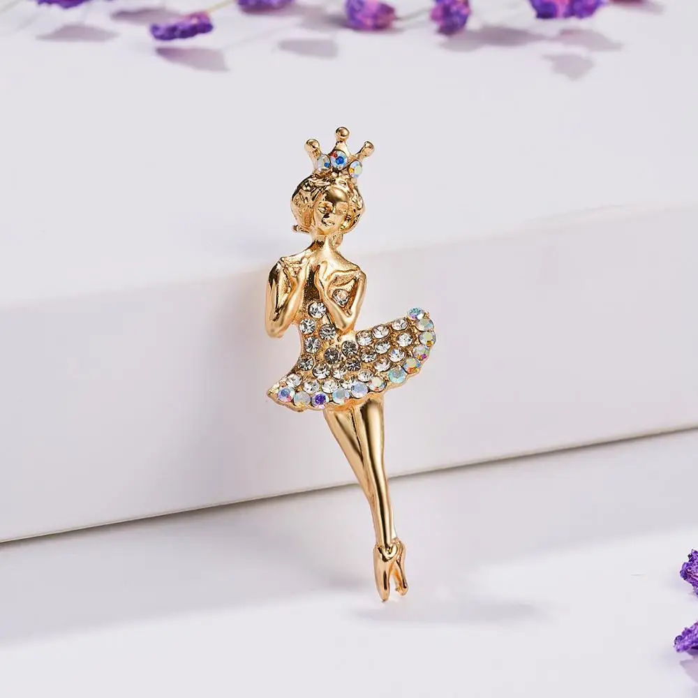 2 Мода Rhinestone танцы мальчик и девочка чертежное масло фигурка персонажа брошка заколка для женщин Девушка эмаль платье маленькое платье аксессуары - Окраска металла: 2