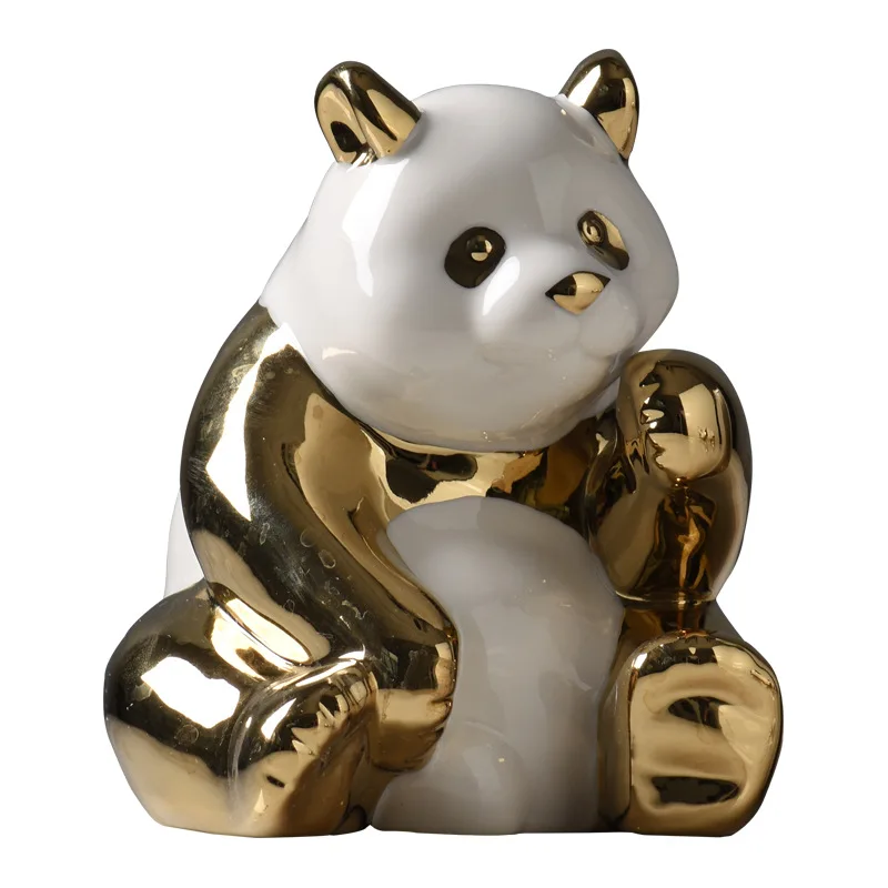 

Простое китайское керамическое украшение в виде Золотой панды, светлое роскошное креативное украшение для гостиной, телевизора, кабинета, ...