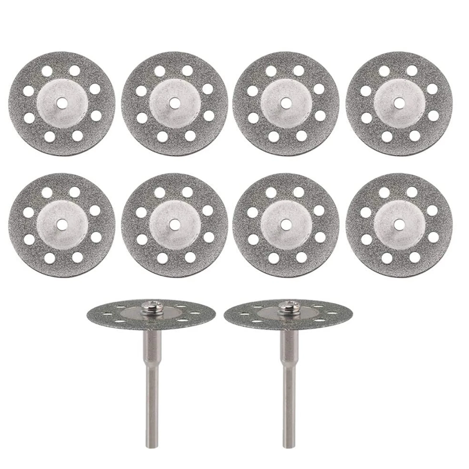 

10pcs Diamond Cutting Wheels 22mm Diameter Cut Off Discs with 2pcs 3mm Mandrels Replacement for Dremel Rotary Tools