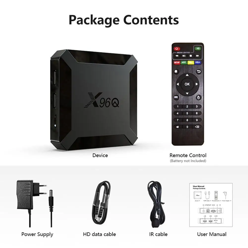 ТВ приставка Android 10 X96Q 4k HD 2.0A 2 4g Wi-Fi Allwinner H313 4 ядра Гб оперативной памяти 16