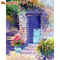 ruopoty diy painting by number door landscape paint color handmade drawing by number for adults on canvas diy gift