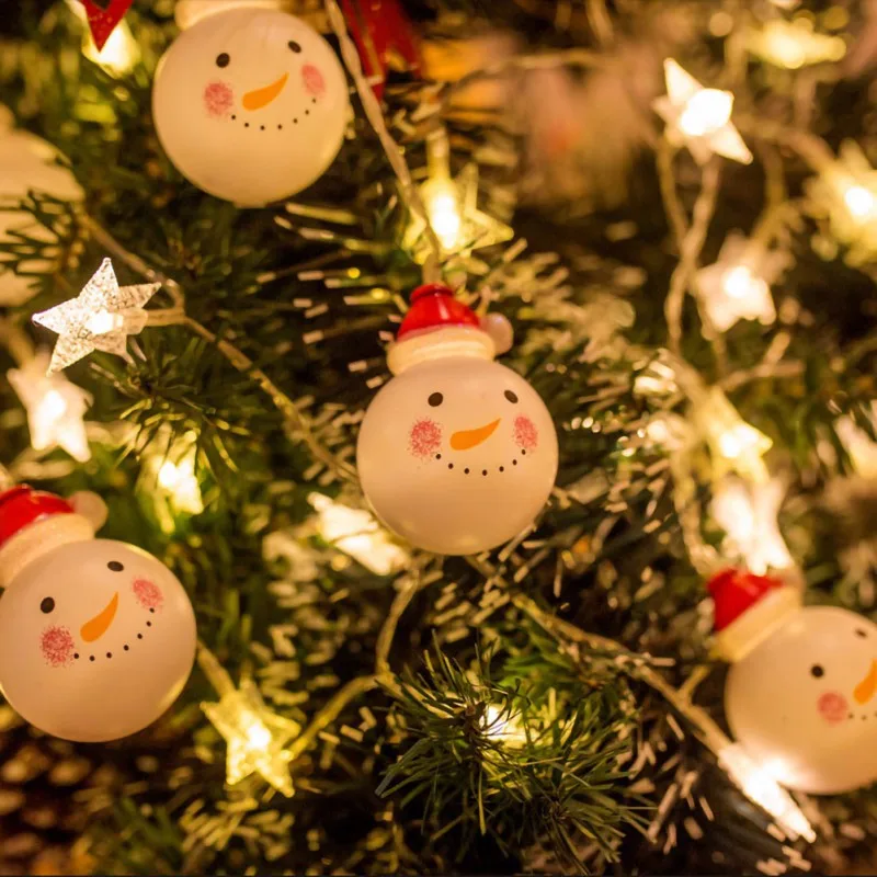 Светодиодные Красочные Фонари мигает строки Новогоднее украшение Санта Клаус