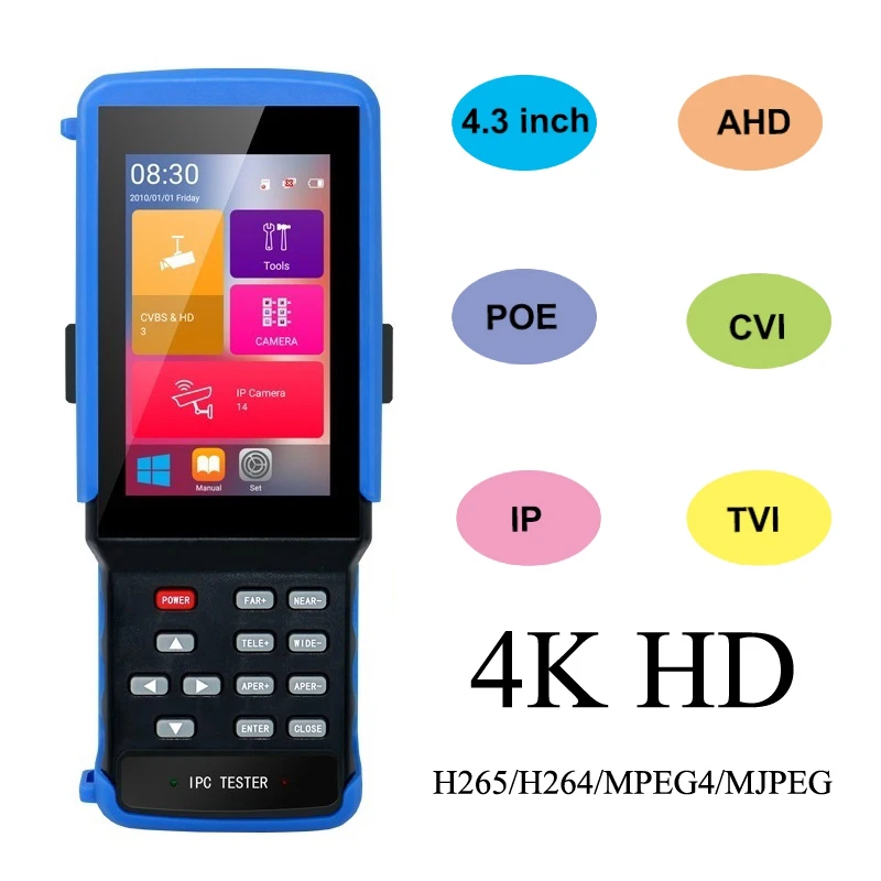 Wifi 4 3 'сенсорный экран 5 в 1 CCTV тестер для IPC 5MP TVI/CVI/аналоговая камера/wifi/TF BNC/12V