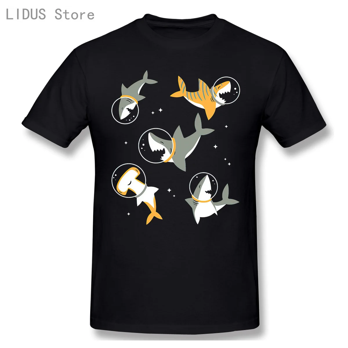 2021 модная футболка с графическим рисунком из мультфильма аниме акулы в космосе