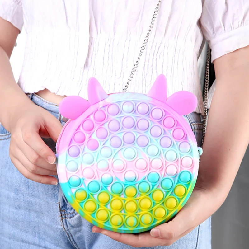 

Fingertip Toys Women Bag Push Bubble Bags Shoulder Crossbody Bag Pendant New Ladies Cross Bag Fashion Toy Female Bags