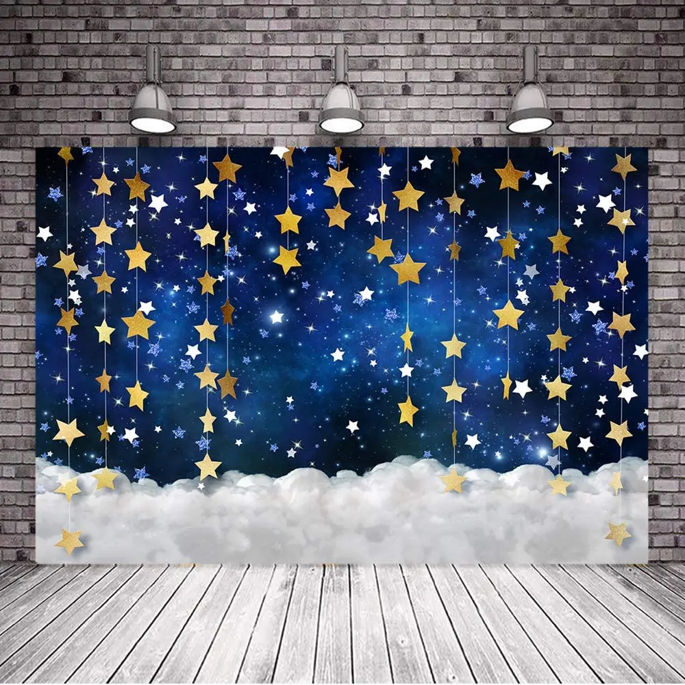 

Twinkle Little Star Photography Backdrop Glitter Gold Star Galaxy Starry Sky Background Newborn Baby Children Portrait