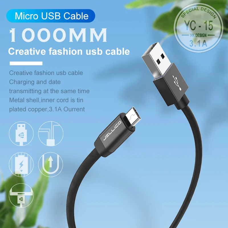 Jellico 100 см высокопрочный Micro USB кабель для samsung Xiaomi LG USB 3.1A Быстрая зарядка данных плетеное зарядное устройство Android мобильный телефон