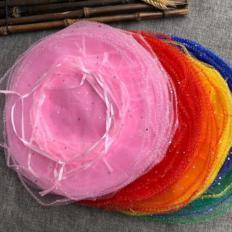 Round Jewelry Packing 10pcs/lot Multi-colors Drawable Organza Bags Wedding Birthday Candy Gift &amp Pouches 7Zsh836/838 | Дом и сад