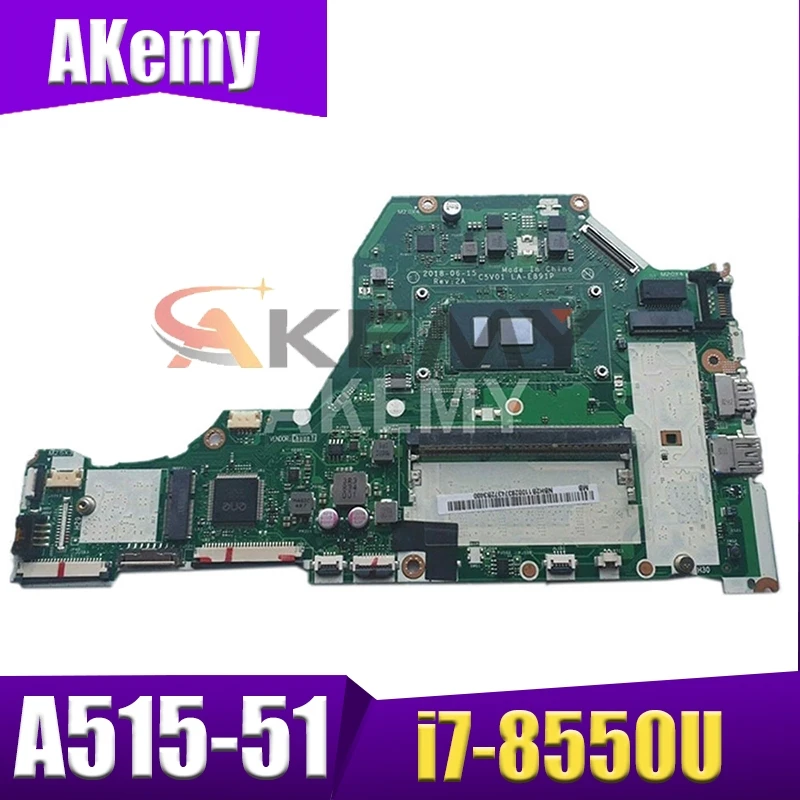 

Akemy Laptop motherboard For ACER Aspire A515-51 i7-8550U Mainboard NBGSY1100 LA-E891P SR3LC DDR4