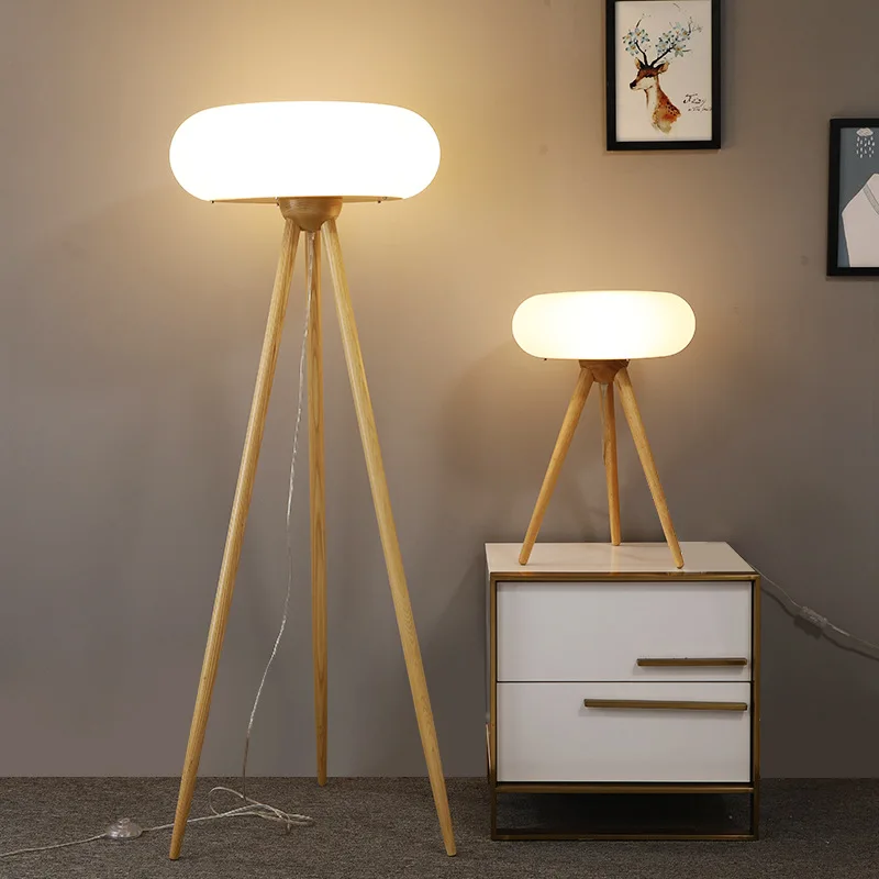 

Nordic Floor Lamps Modern Wood Tripod Standing Lamp Living Room Decoration Table Light Bedroom Bedside Lamp Study Led Floor Lamp