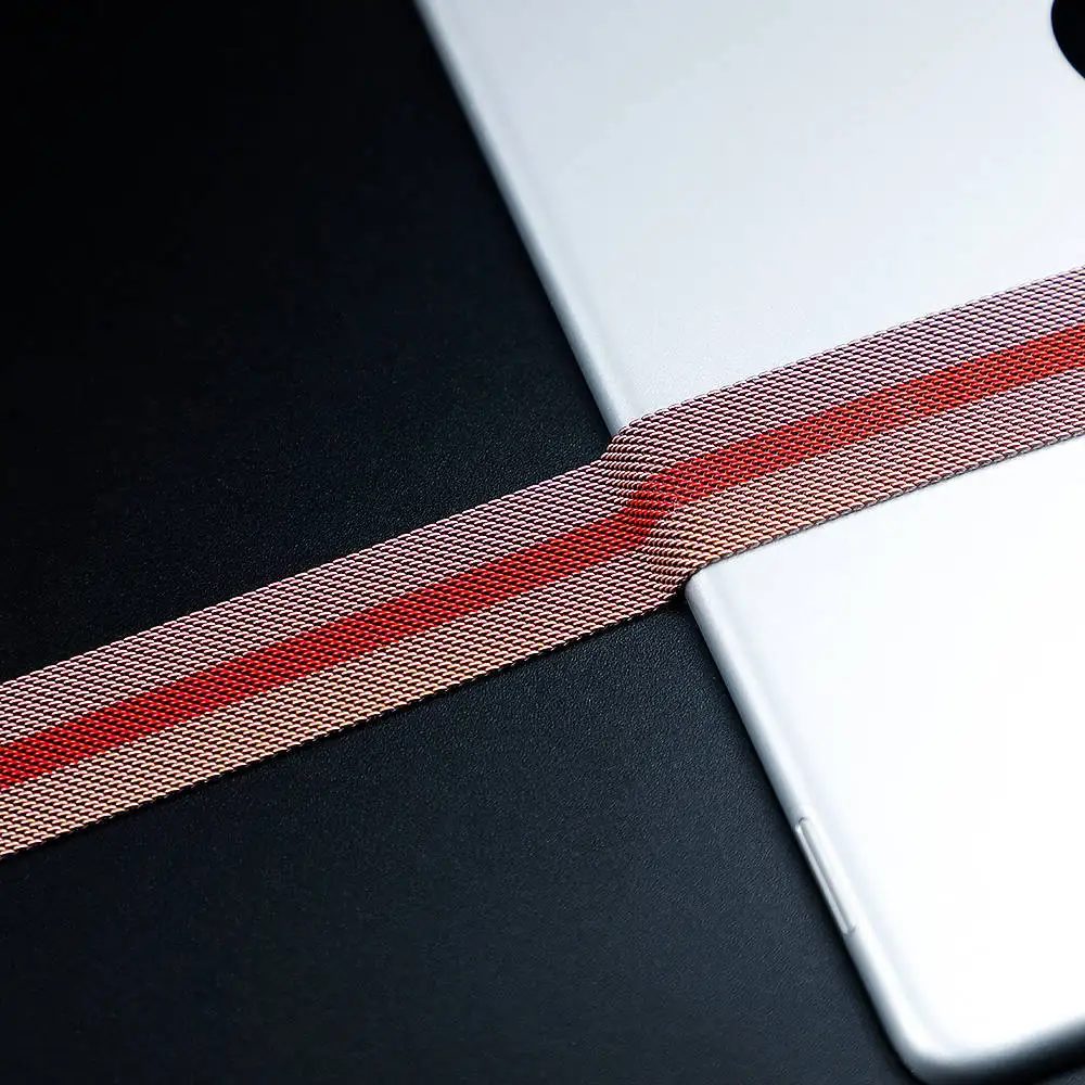 rose red Высококачественная Миланская петля для apple watch, ремешок для apple watch 4, 5, ремешок 44 мм, 40 мм, iwatch 3, 2, 1, 42 мм, 38 мм, лучший материал - Цвет ремешка: rose red