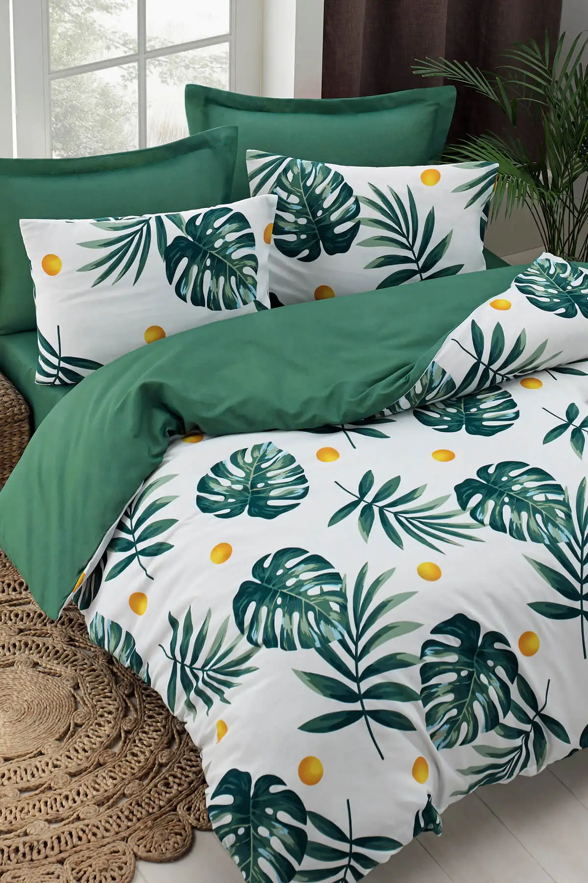 

Double Personality Easy Be Ironed Duvet cover Monstera Green Bedding 200x220