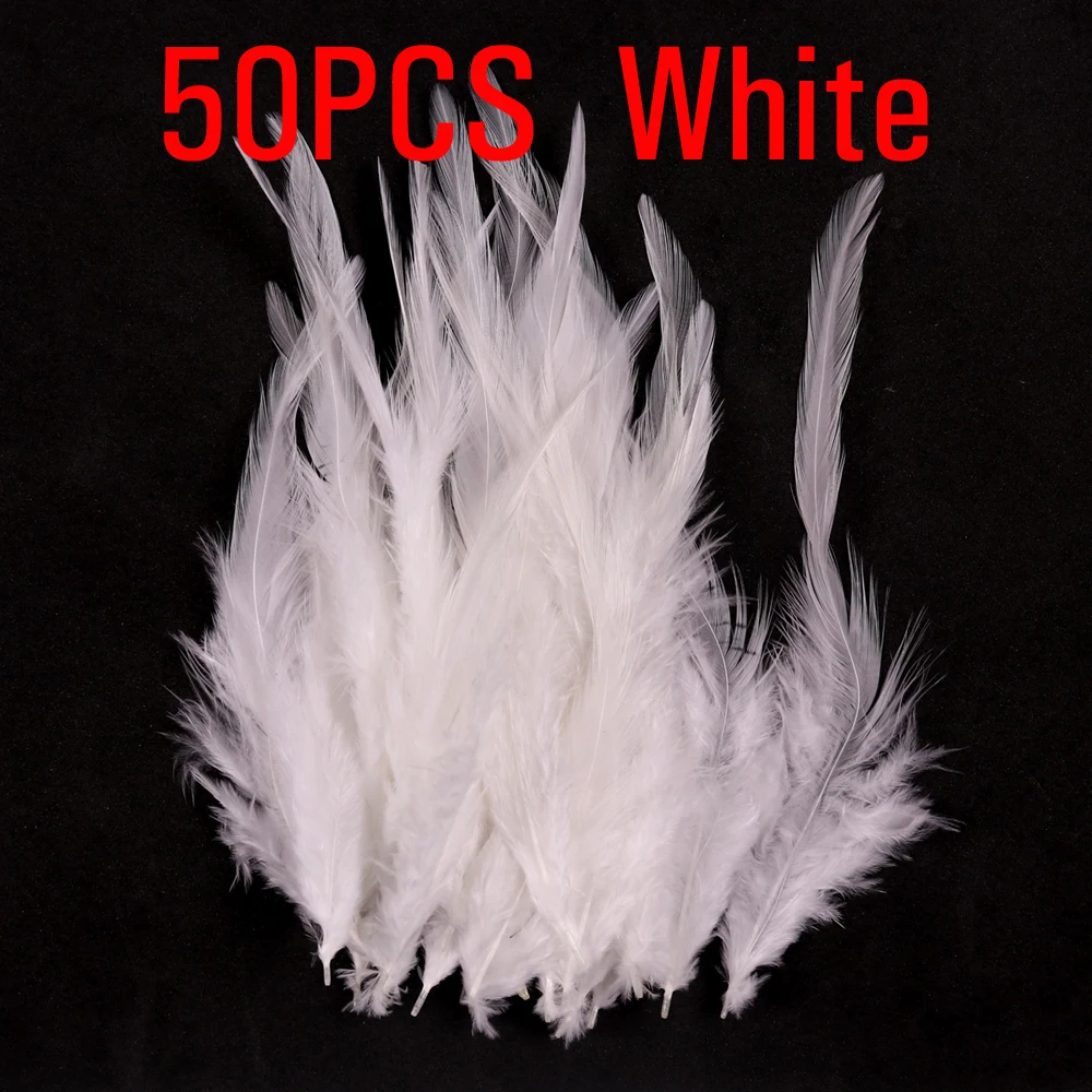 ICERIO 50 шт. мухобойка крюк седло для петуха Hackle петух Schlappen перо форель Steelhead мухи связывающие материалы - Цвет: White 50pcs