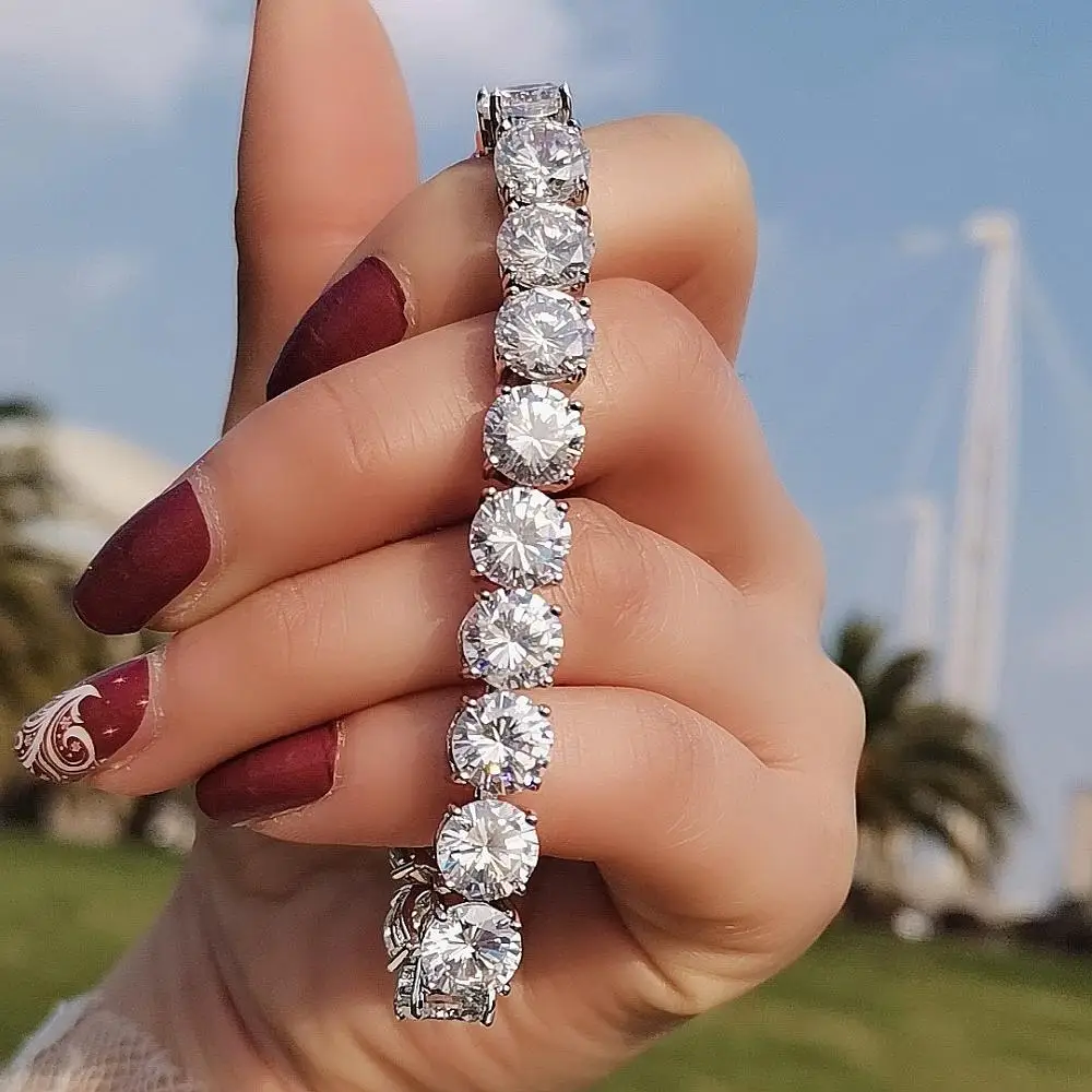 Ручная работа белое золото 4 8 мм круглые бриллиантовые браслеты для женщин и