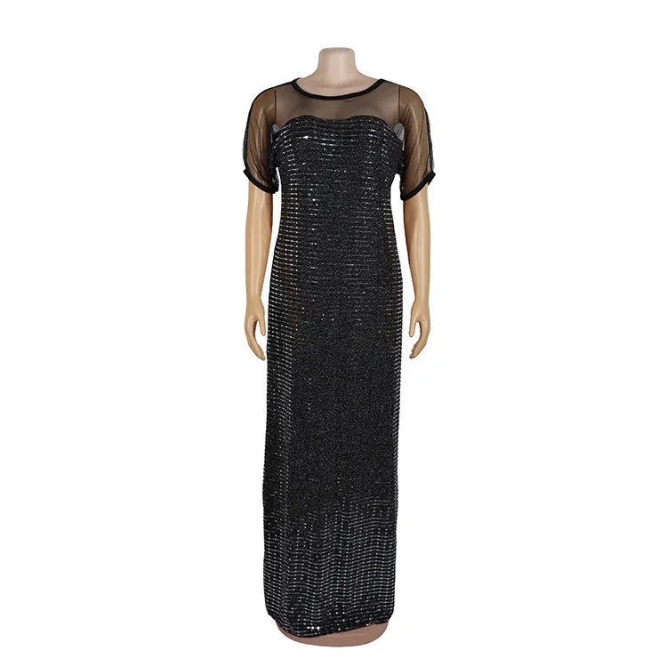 

African Dresses for Women Round Neck Sequins Dress