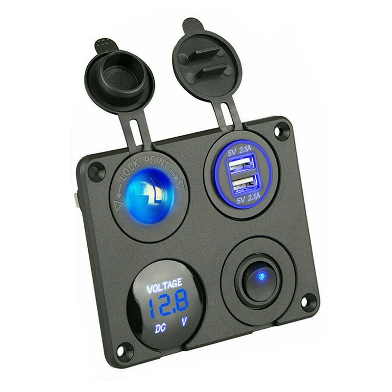

Car Boat Cigarette Lighter Socket Dual USB Charger Adapter 12V Voltmeter Ship Switch Panel Car Voltmeter Accessories