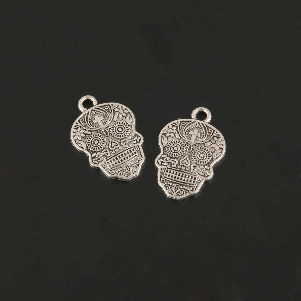 20 шт. Подвески Череп лицо Хэллоуин Серебряный цвет кулон для Fit DIY ювелирные