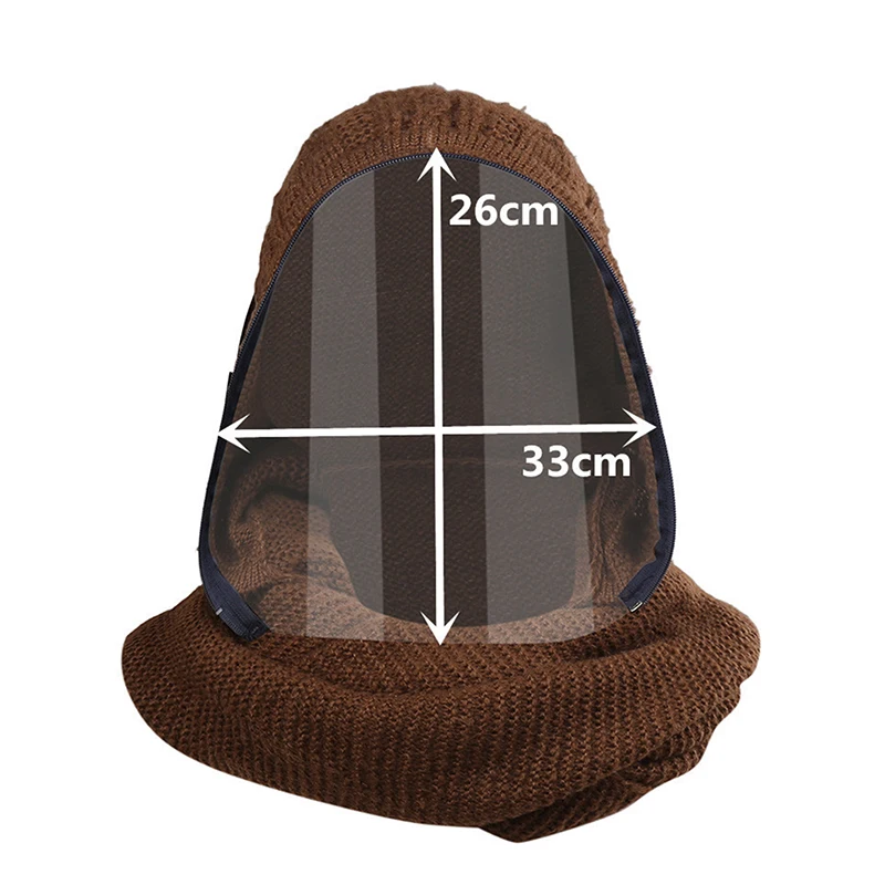 

Removable Full Face Cover Clear Hooded Hat Winter Warm Full Face Scarf d88