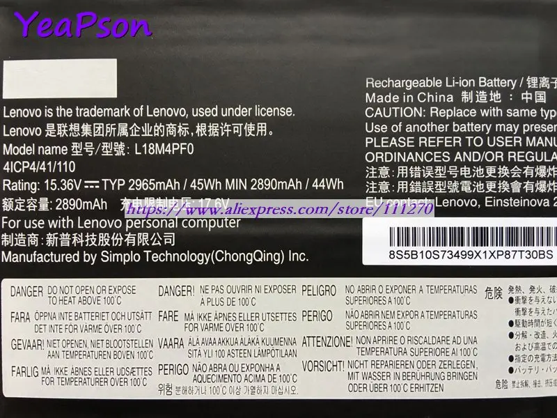 Yeapson L18M4PF0 15.36V 2965mAh 45Wh Genuine Laptop Battery For Lenovo Thinkpad 13s 13s-IWL Notebook computer | Компьютеры и офис